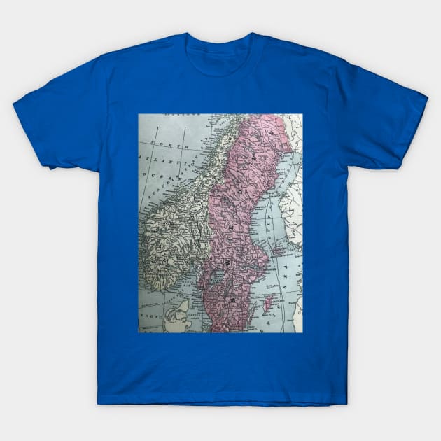 Norway and Sweden, vintage map T-Shirt by djrunnels